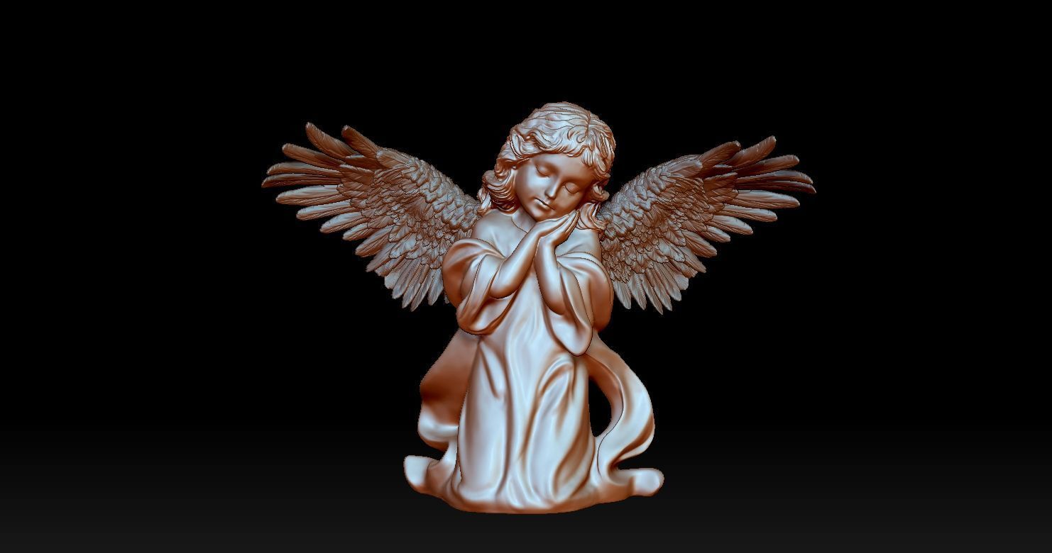 3D printed model of Baby Angel of Compassion Statue kneeling 3D print model_23