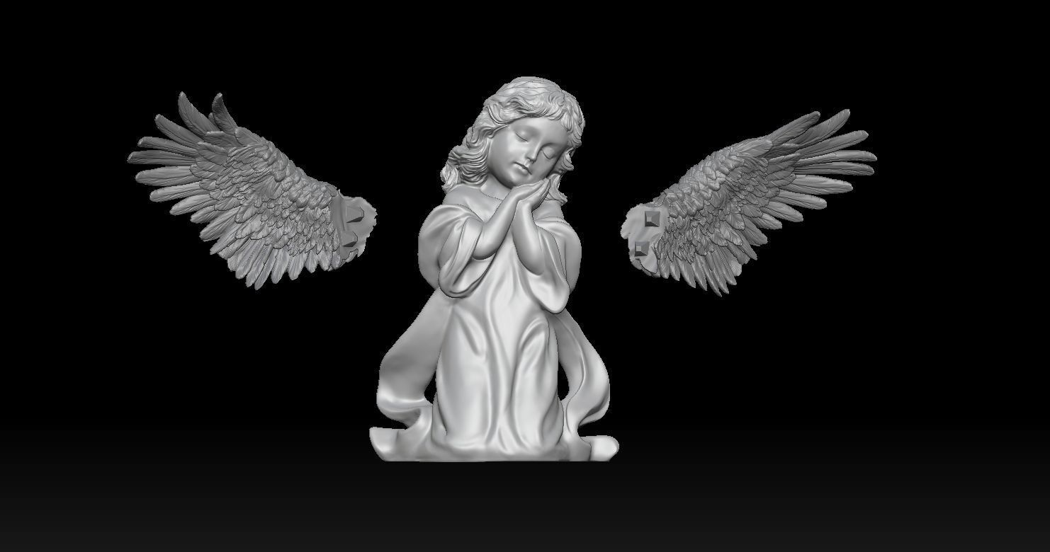 3D printed model of Baby Angel of Compassion Statue kneeling 3D print model_17