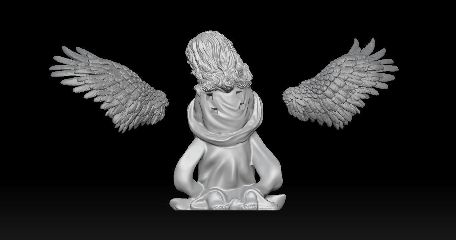3D printed model of Baby Angel of Compassion Statue kneeling 3D print model_18