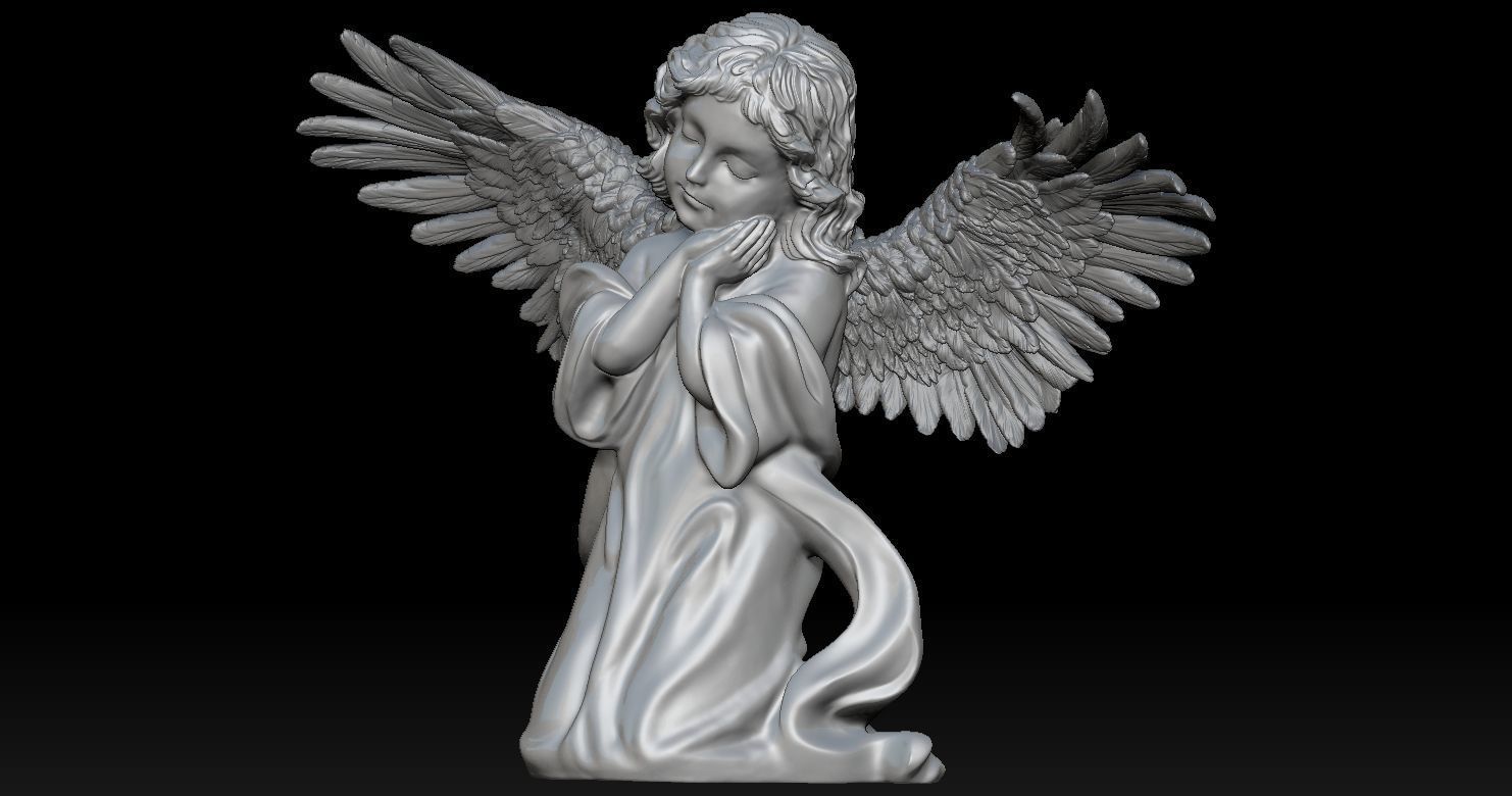 3D printed model of Baby Angel of Compassion Statue kneeling 3D print model_11