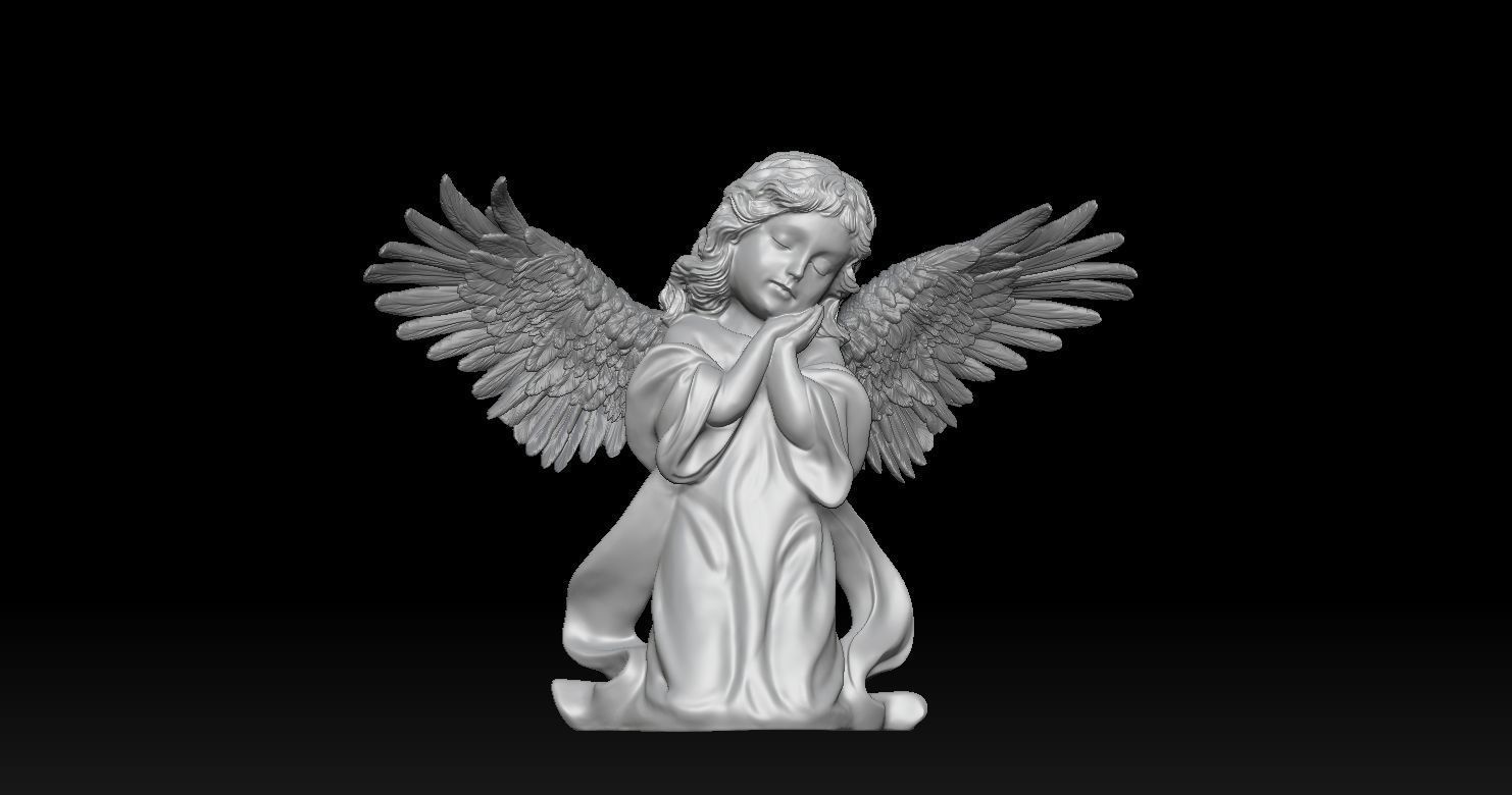 3D printed model of Baby Angel of Compassion Statue kneeling 3D print model_13