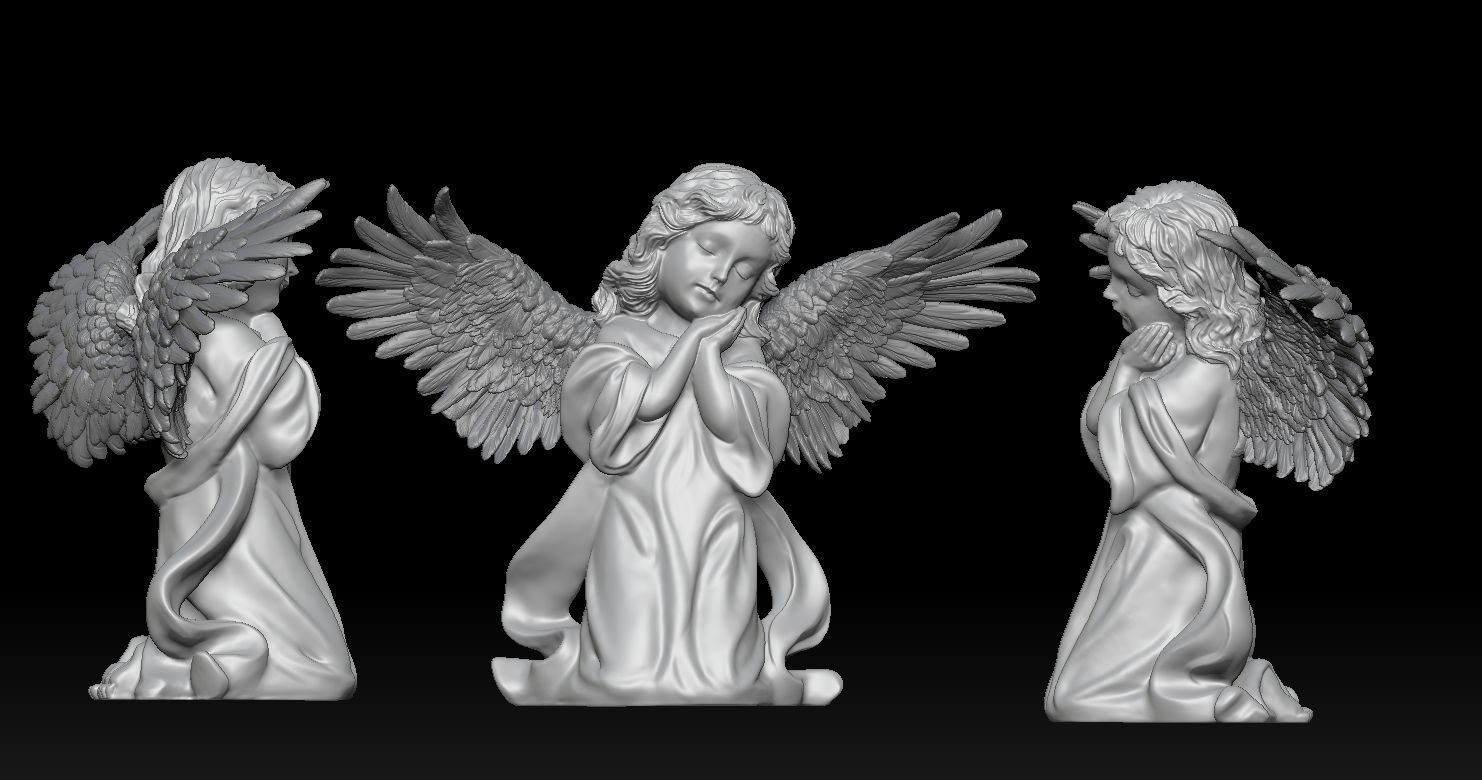 3D printed model of Baby Angel of Compassion Statue kneeling 3D print model_28