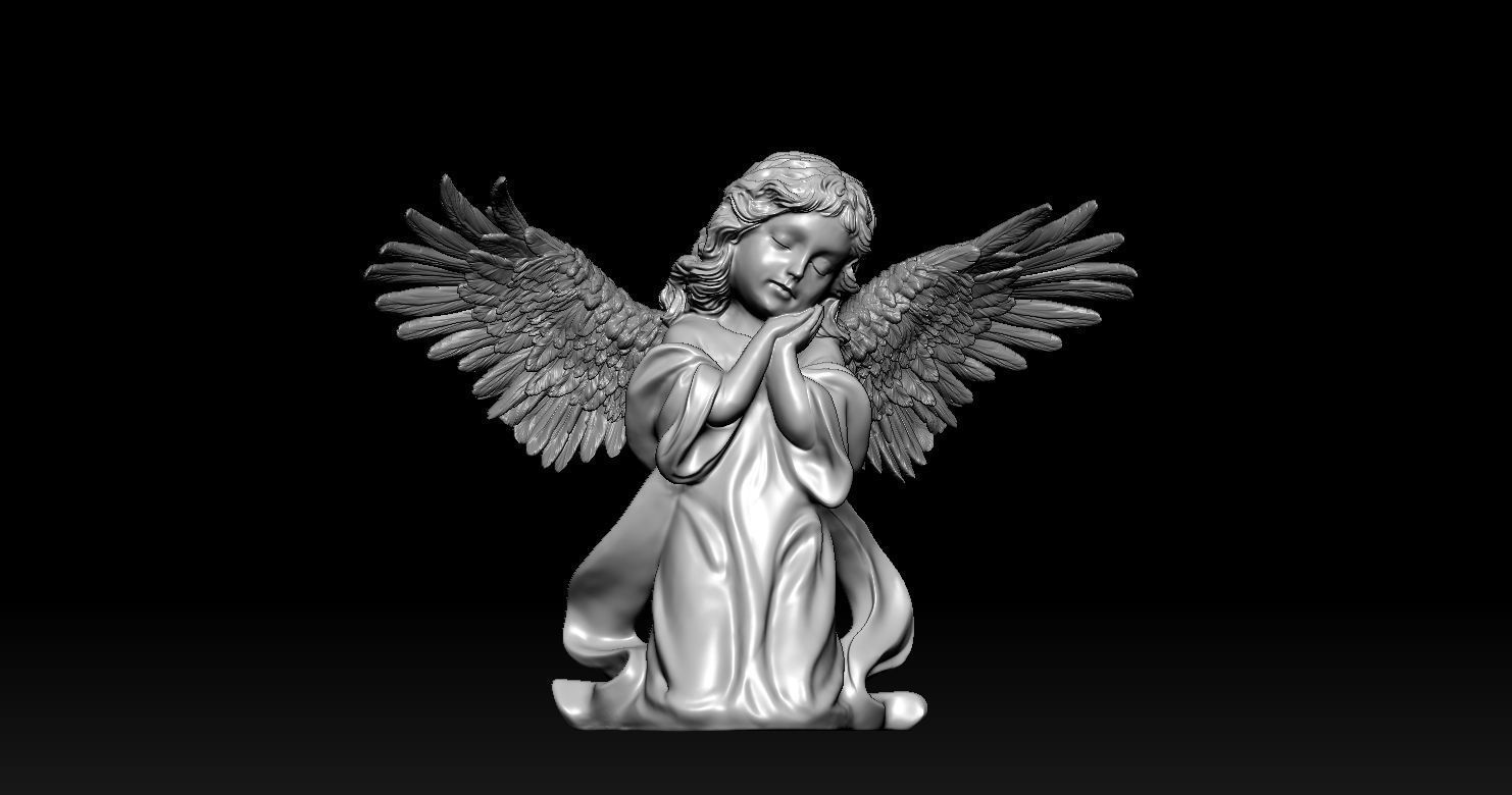 3D printed model of Baby Angel of Compassion Statue kneeling 3D print model_25