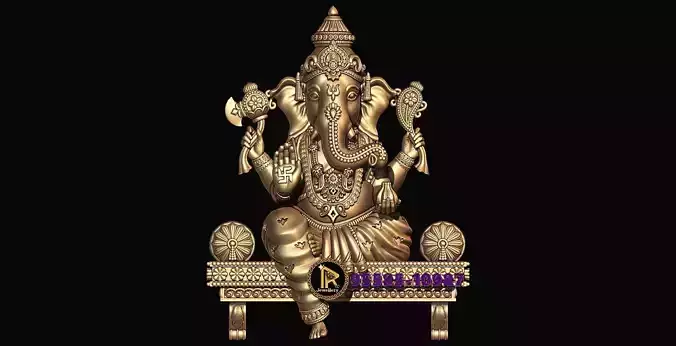 ganesha with throne full 3D 3D print model
