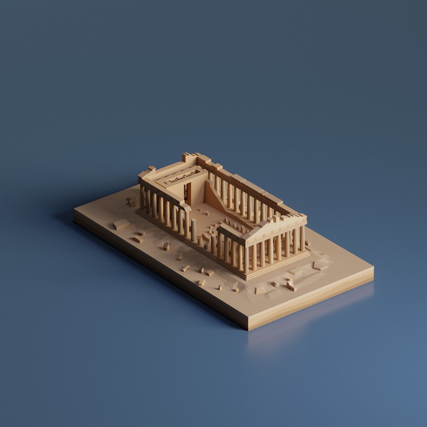 Parthenon Low-poly 3D model_2