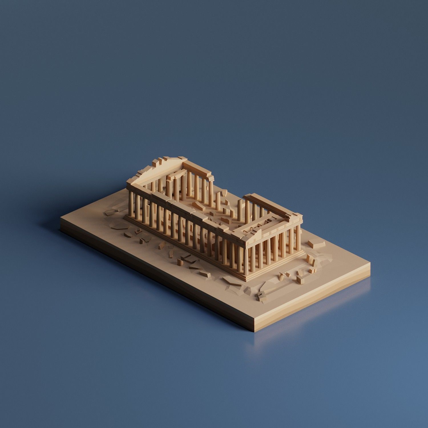 Parthenon Low-poly 3D model_3