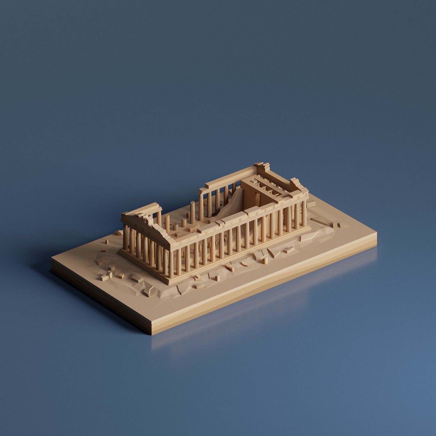 Parthenon Low-poly 3D model_1