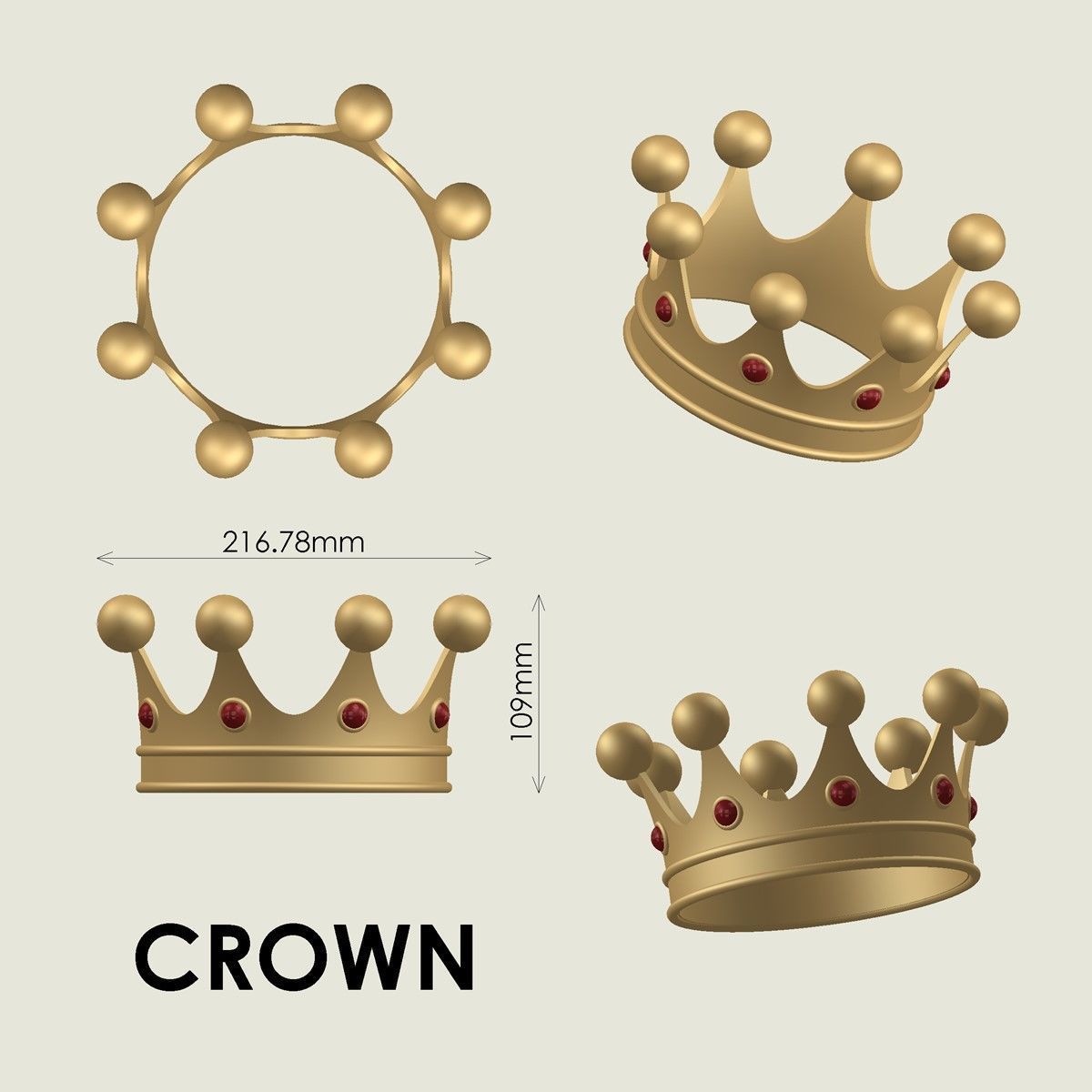 Crown 3D print model_3