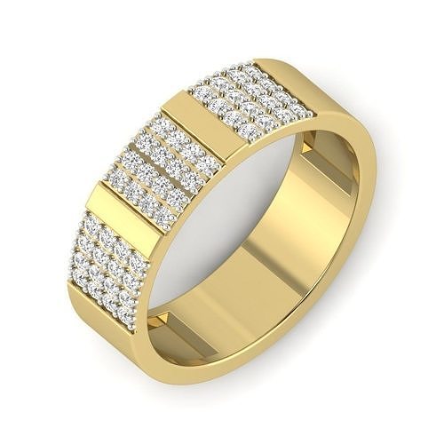 Light Weight Yellow Gold Diamond Ring  -PR-003 DIA 3D print model