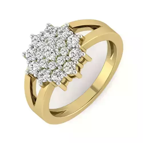 Light Weight Yellow Gold Diamond Ring  -PR-006 DIA