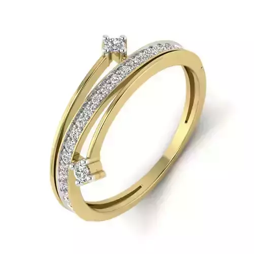 Light Weight Yellow Gold Diamond Ring  -PR-009 DIA