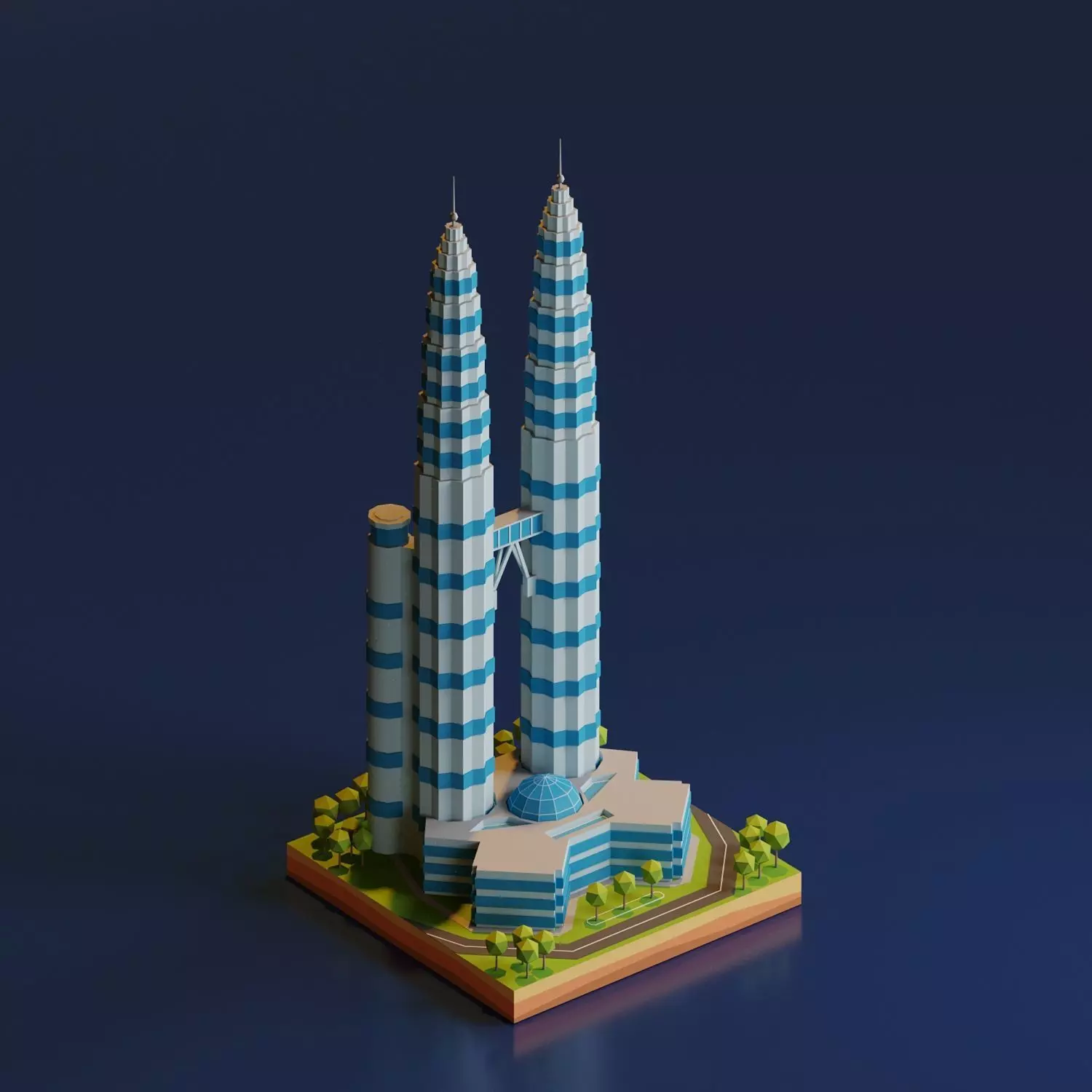 Petronas Twin Towers Low-poly 3D model_0