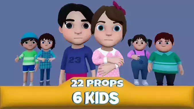 Toon Kids Character with Props