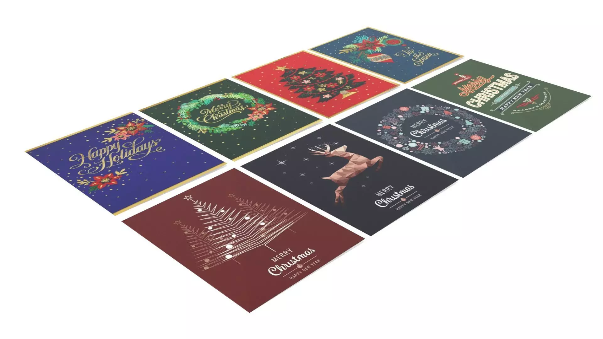 Christmas Greeting Cards Set 3D model