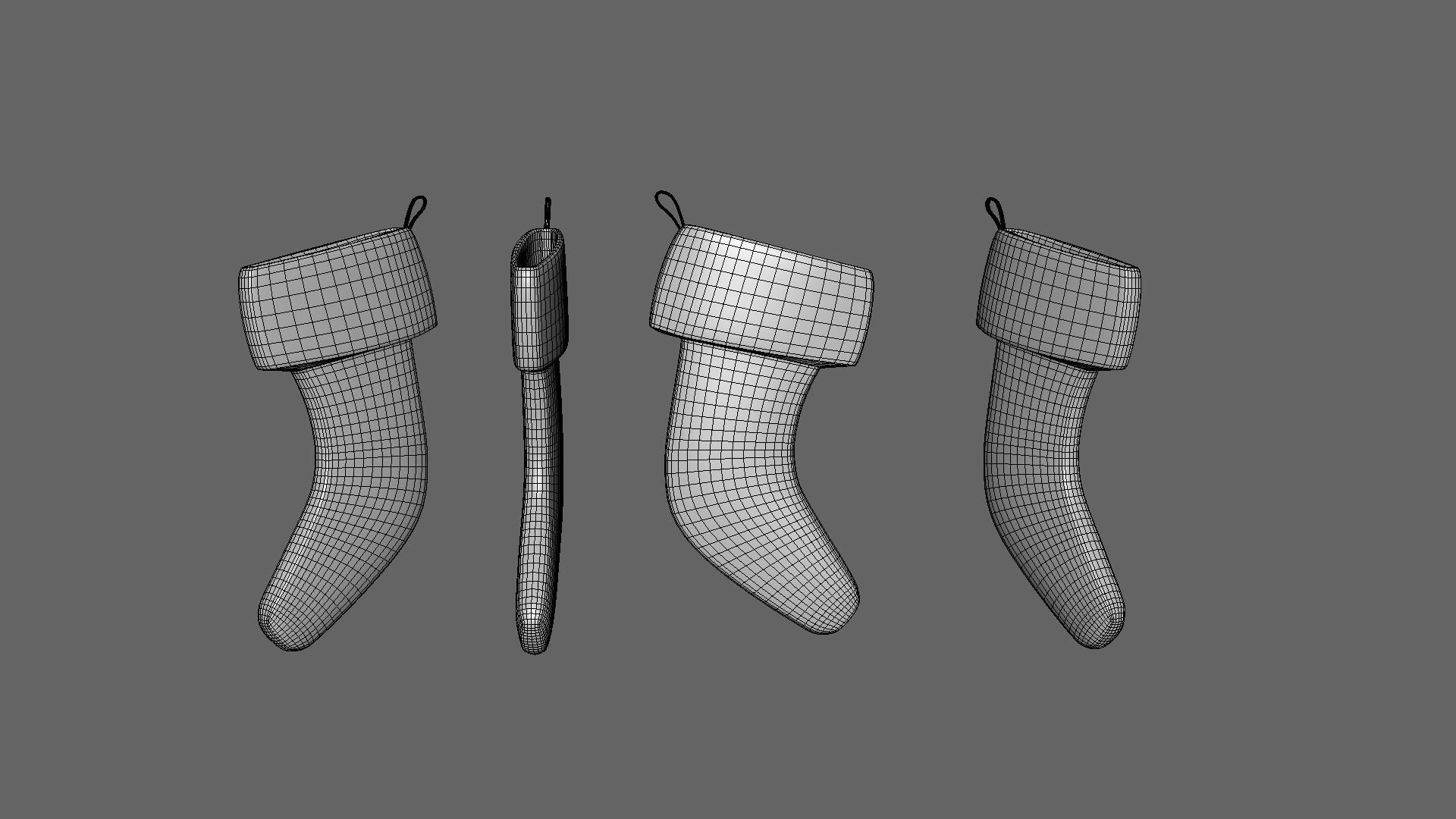 Cartoon Gift Christmas Stocking v0010 Low-poly 3D model_6