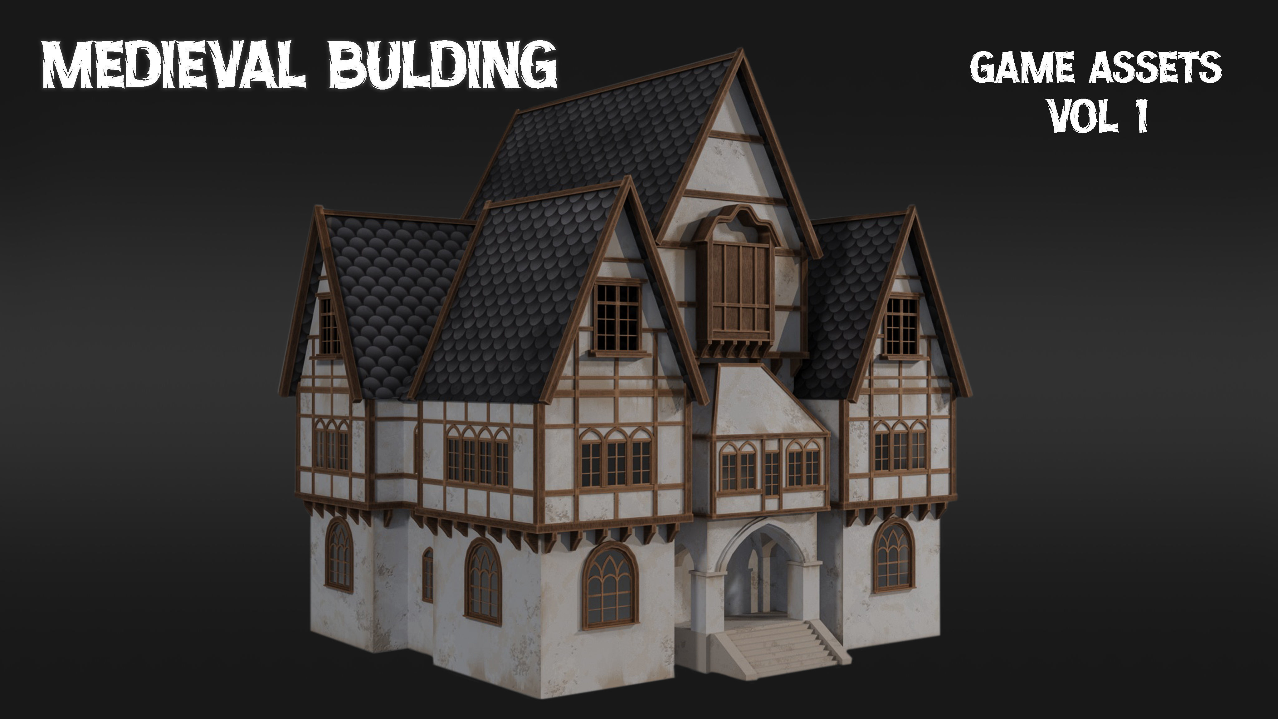 Medieval building  vol01 Low-poly 3D model_3