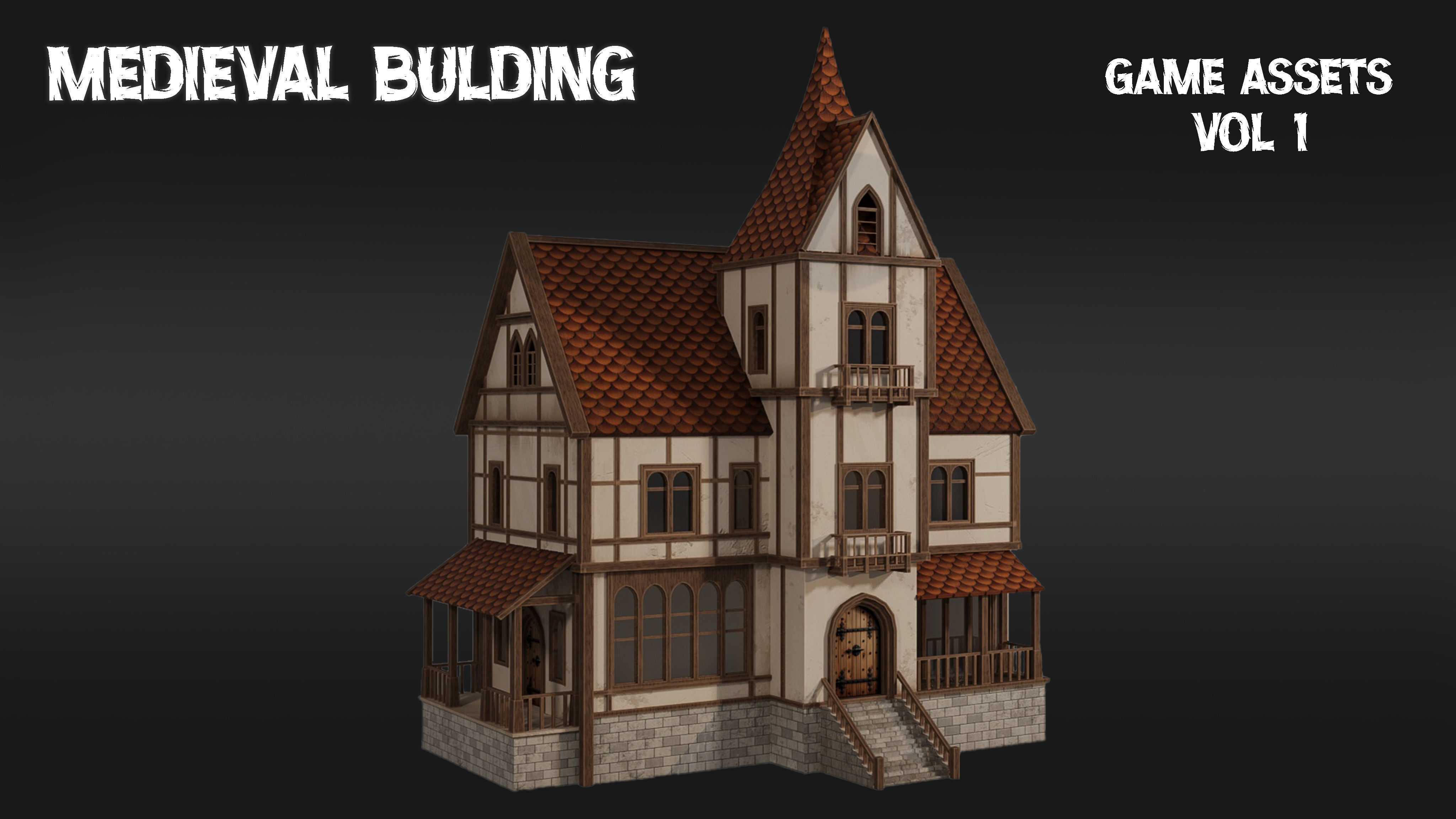 Medieval building  vol01 Low-poly 3D model_5