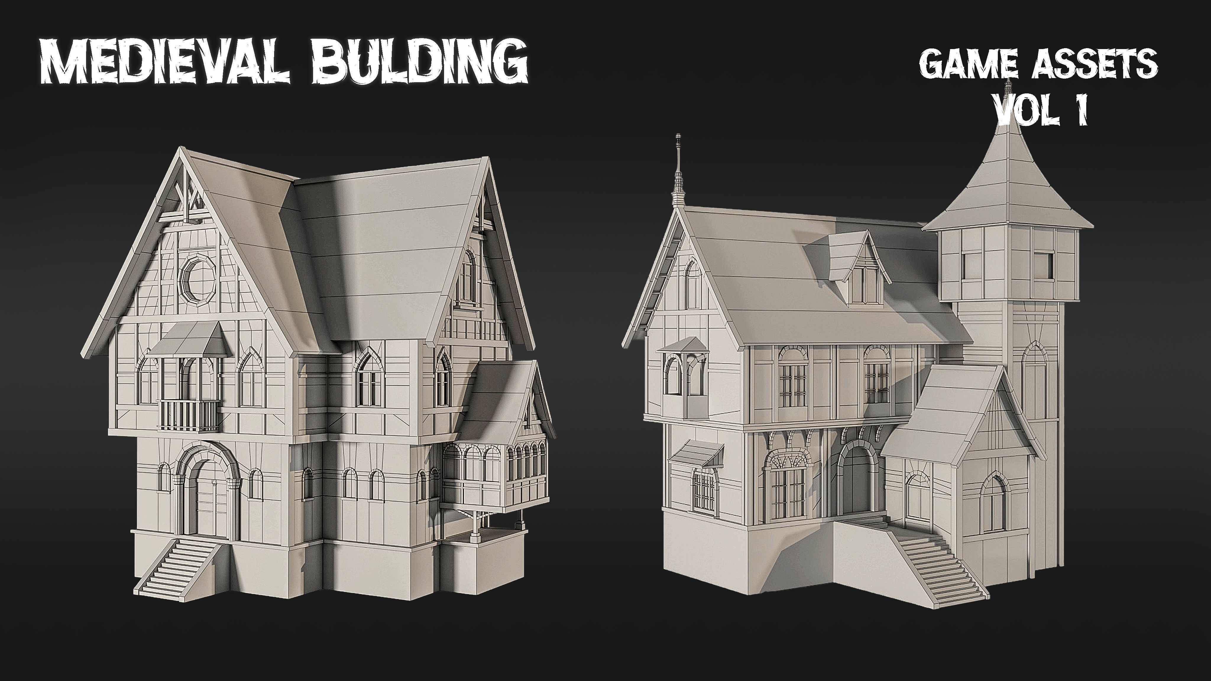 Medieval building  vol01 Low-poly 3D model_8