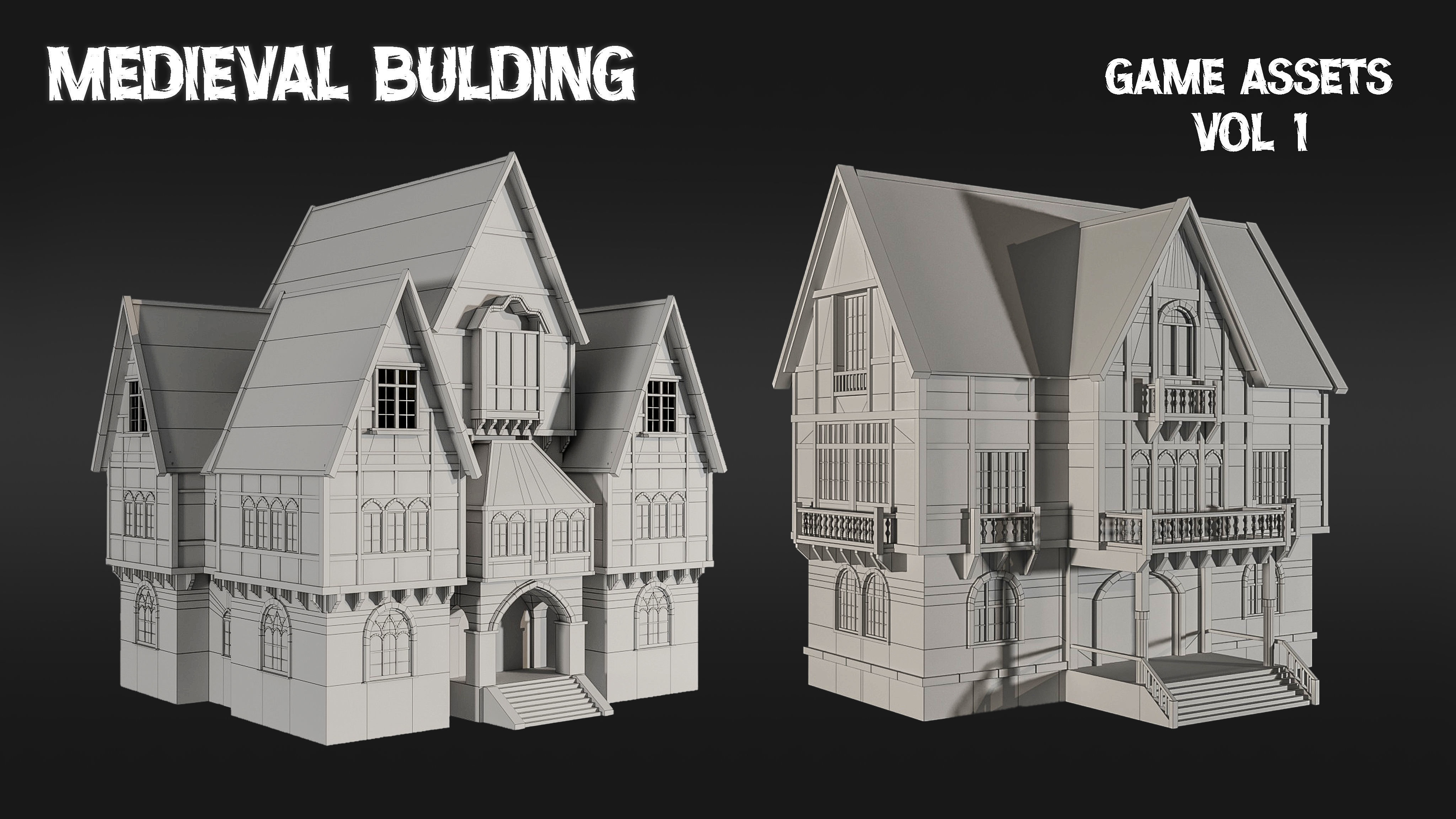 Medieval building  vol01 Low-poly 3D model_7