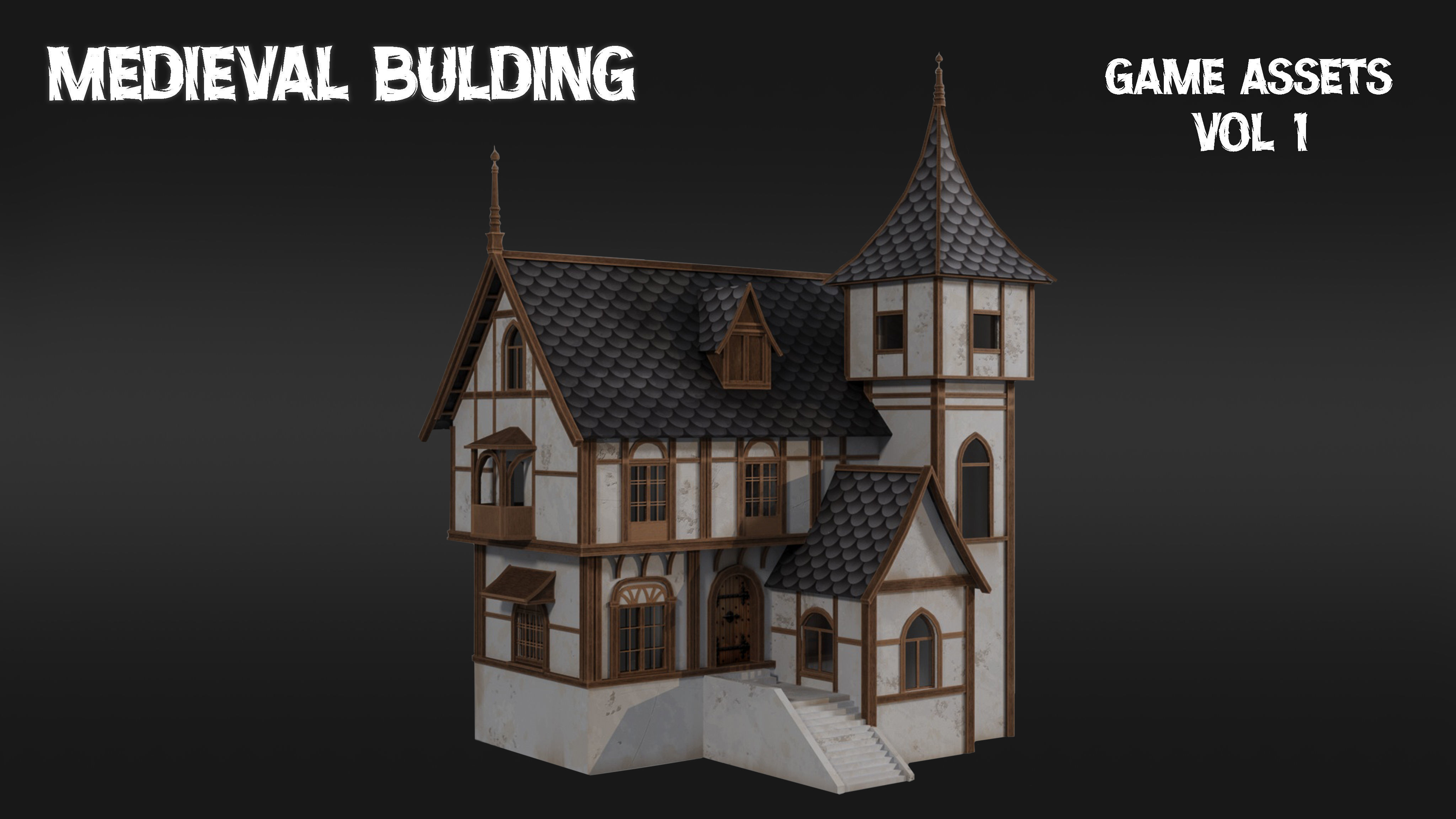Medieval building  vol01 Low-poly 3D model_1