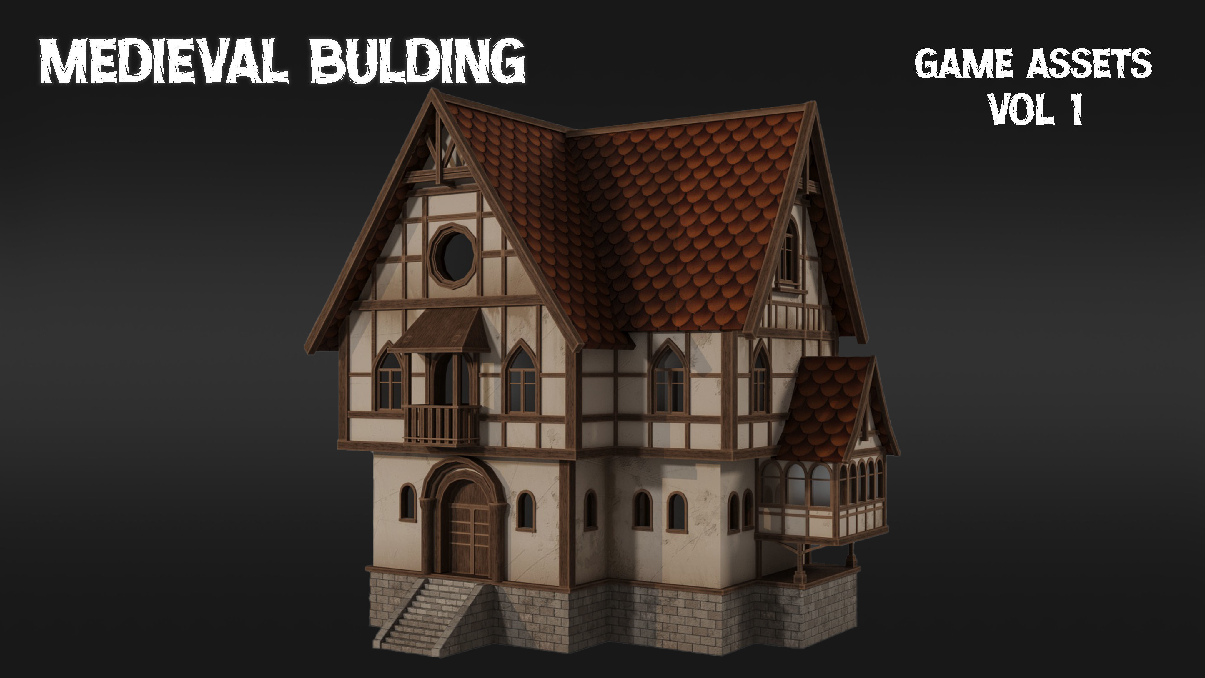 Medieval building  vol01 Low-poly 3D model_4