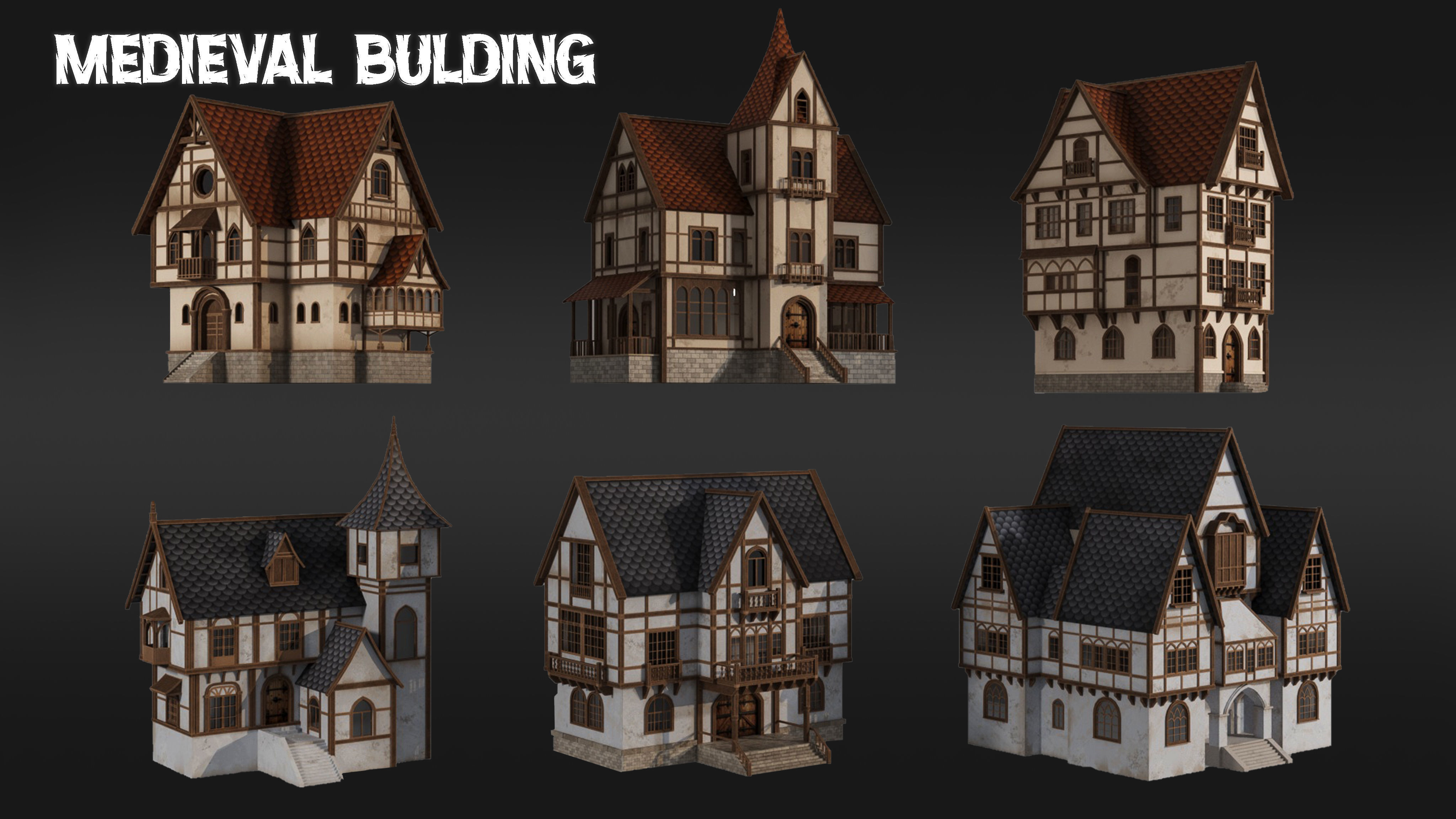 Medieval building  vol01 Low-poly 3D model_10