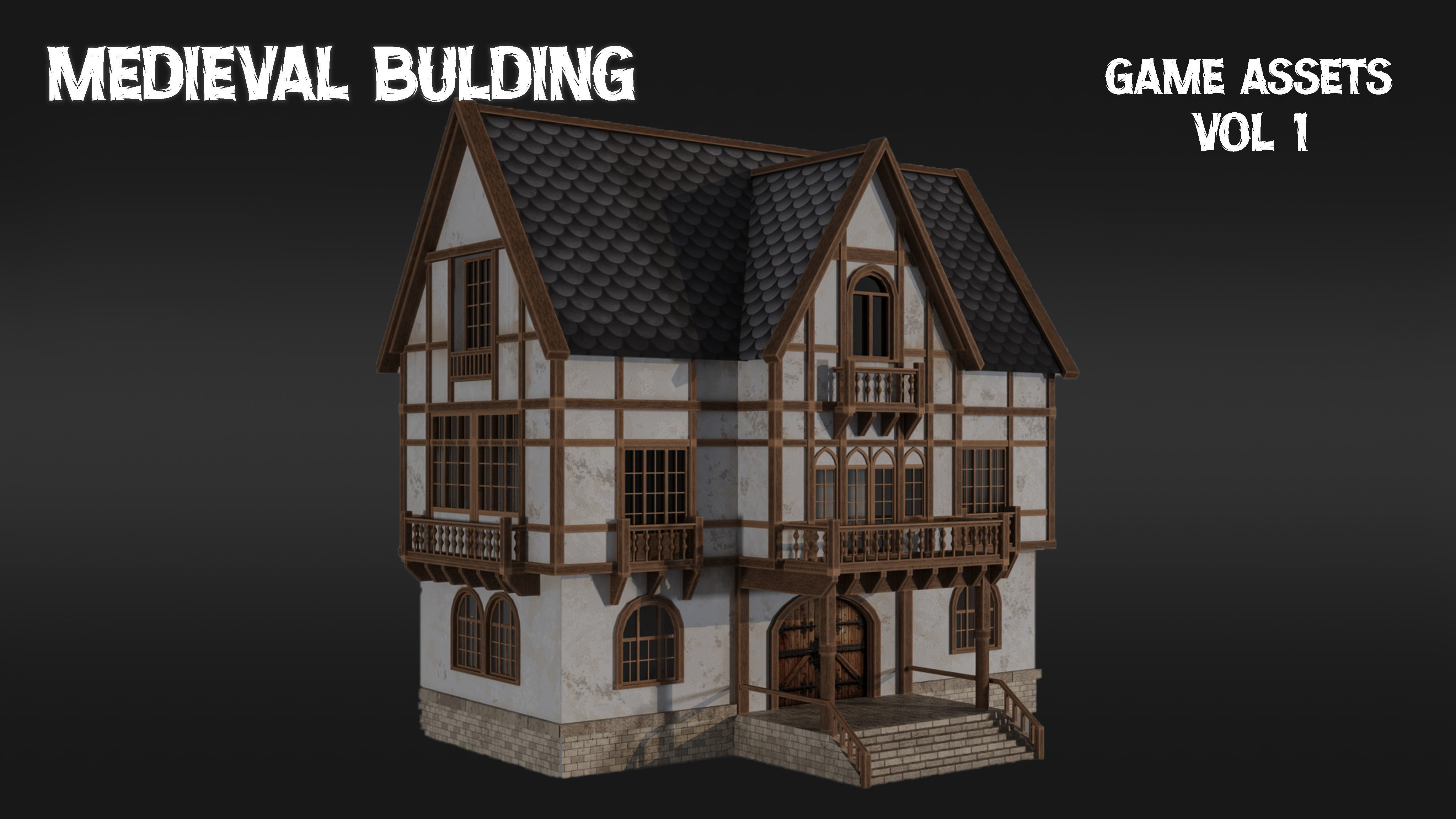 Medieval building  vol01 Low-poly 3D model_2