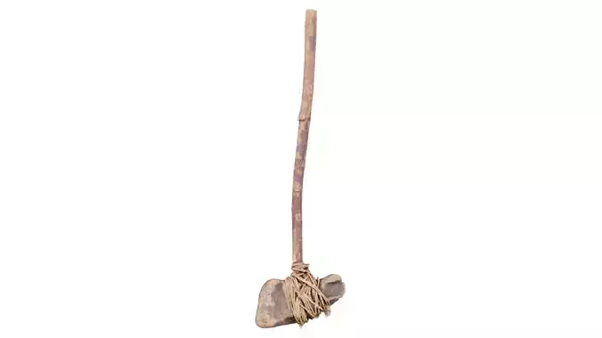 Large Branch Rope Axe Low-poly 3D model