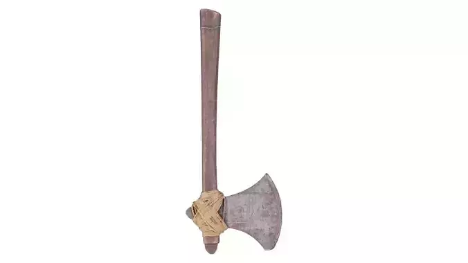 Wooden Rope Axe Low-poly 3D model
