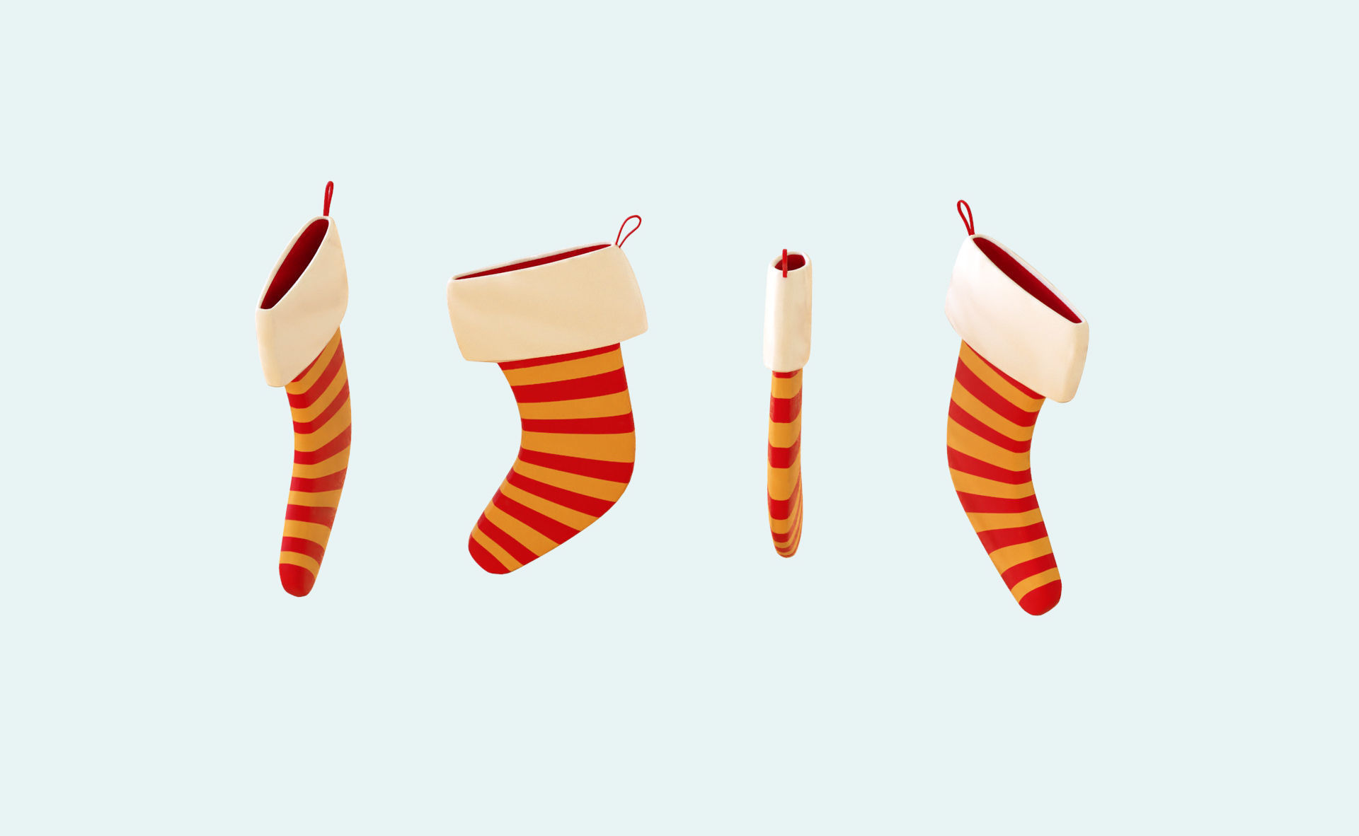 Cartoon Gift Christmas Stocking v0012 Low-poly 3D model_2
