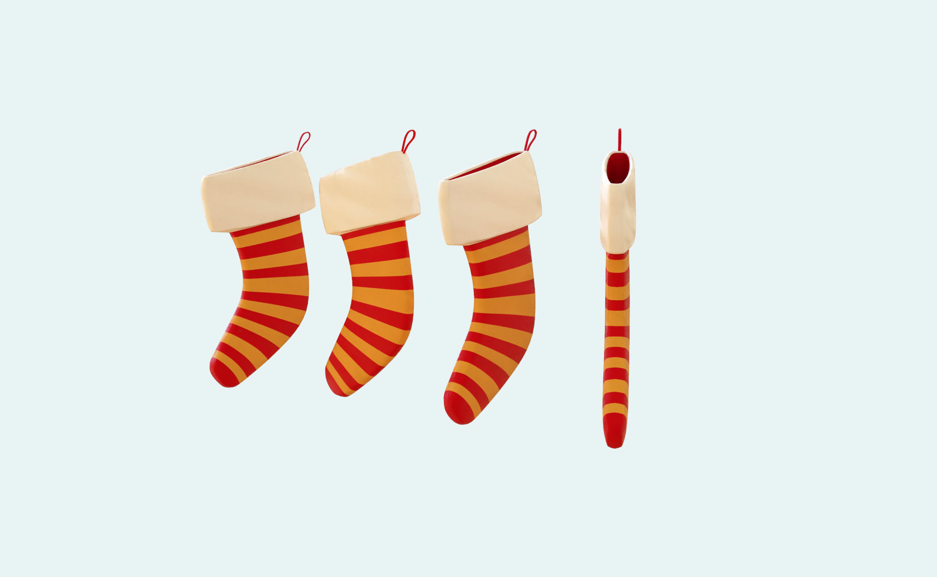 Cartoon Gift Christmas Stocking v0012 Low-poly 3D model_3