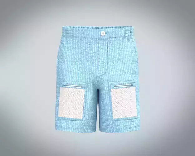 Mens seersucker fabric shorts with mesh pocket