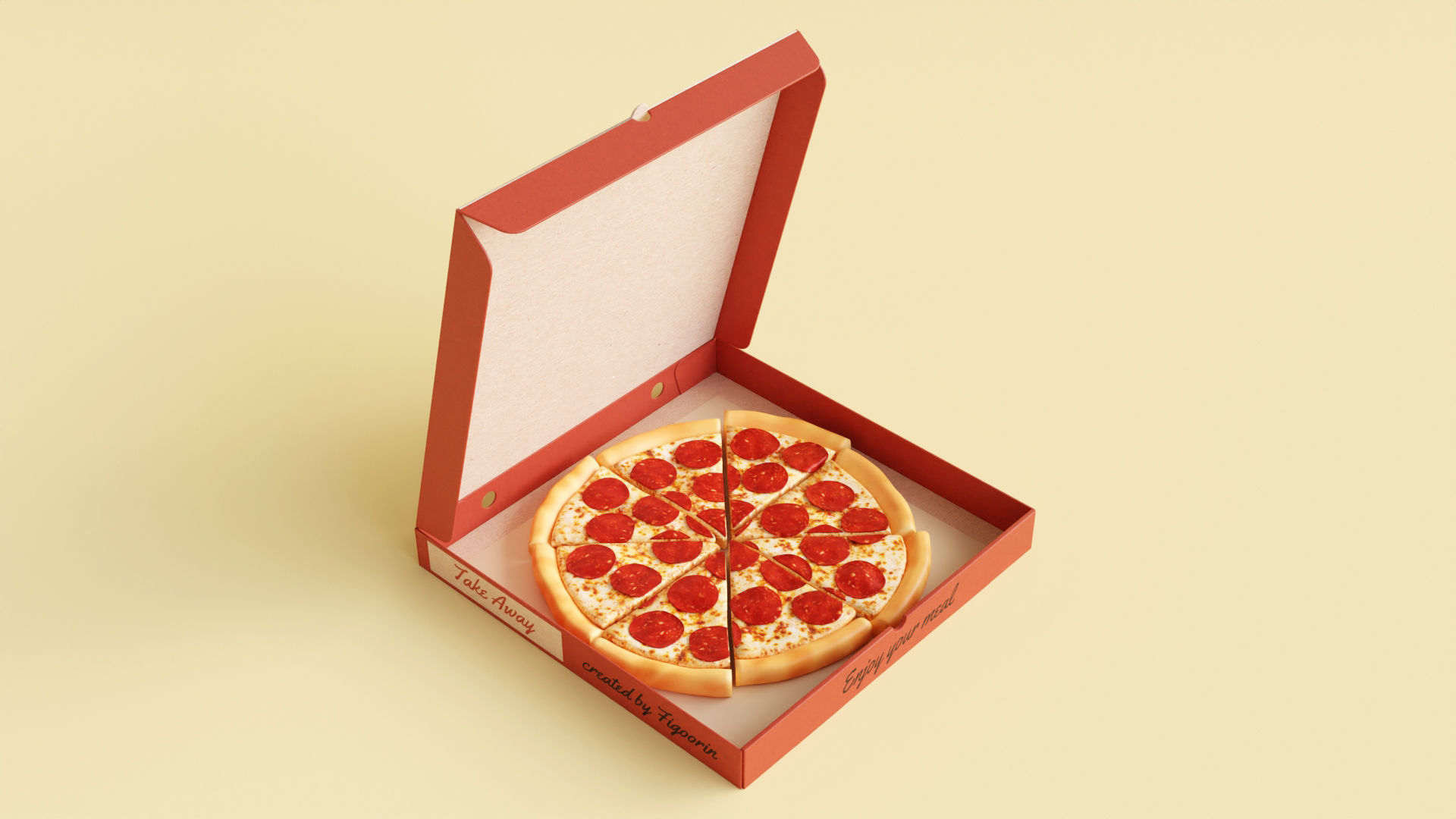 Pizza Pepperoni Slice in Box 001 3D model_4