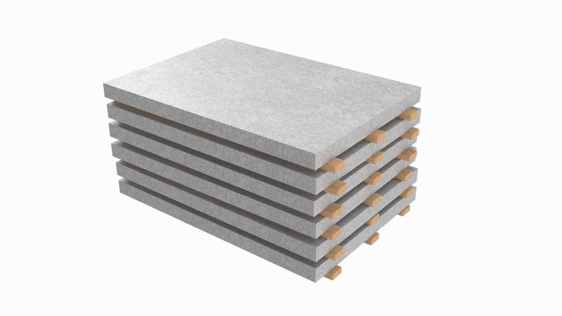 Concrete Panels On Wood Planks 3D model_1