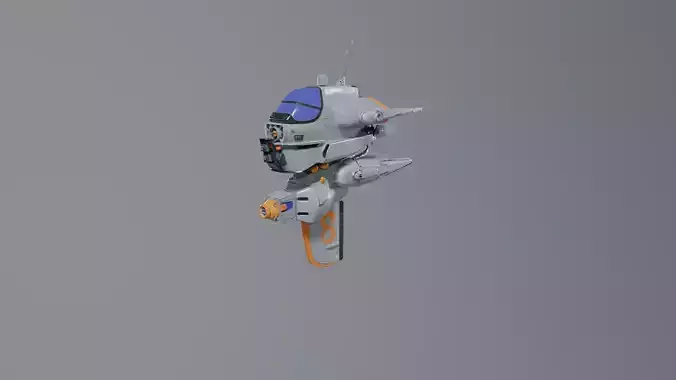 Spaceship 8 lowpoly 3D model for Game AR VR