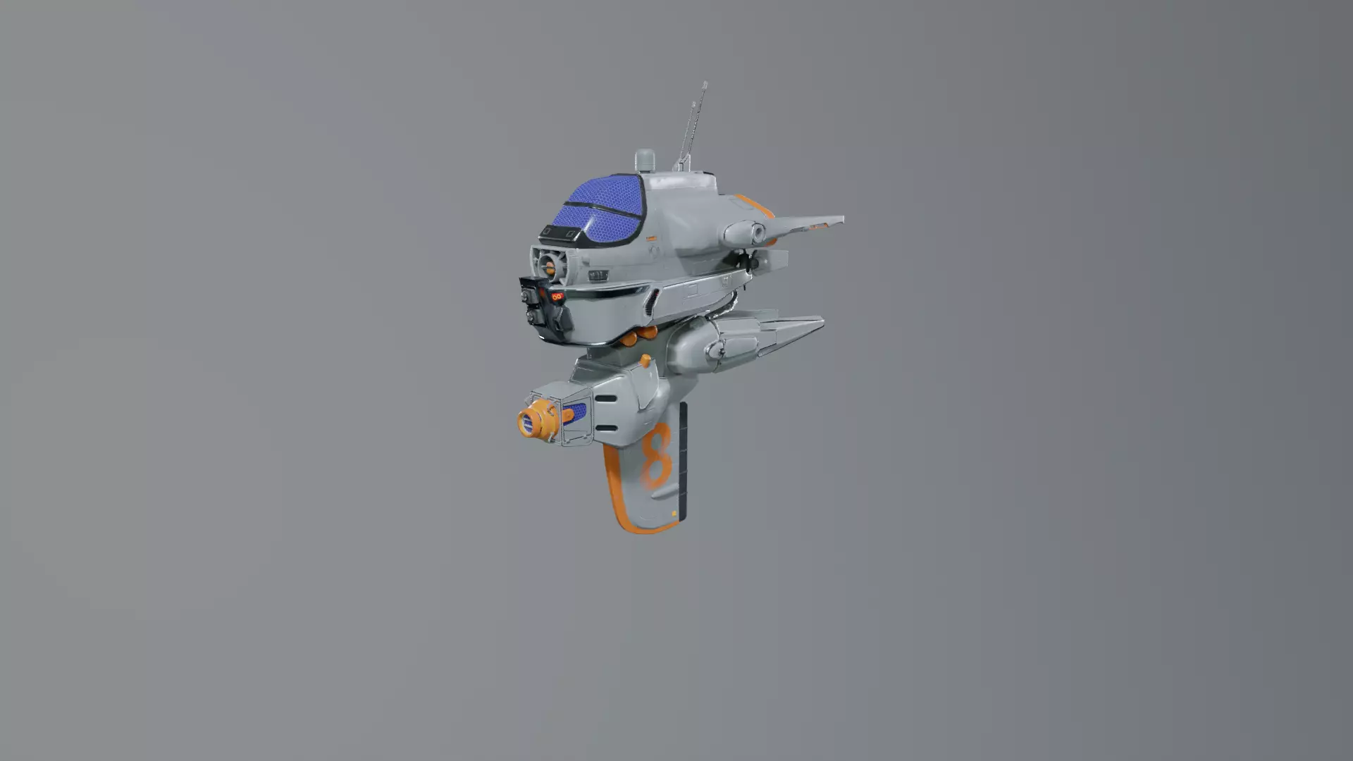 Spaceship 8 lowpoly 3D model for Game AR VR Low-poly 3D model_0