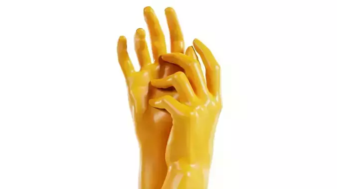 Gently Touching Realistic Hands Low-poly 3D model