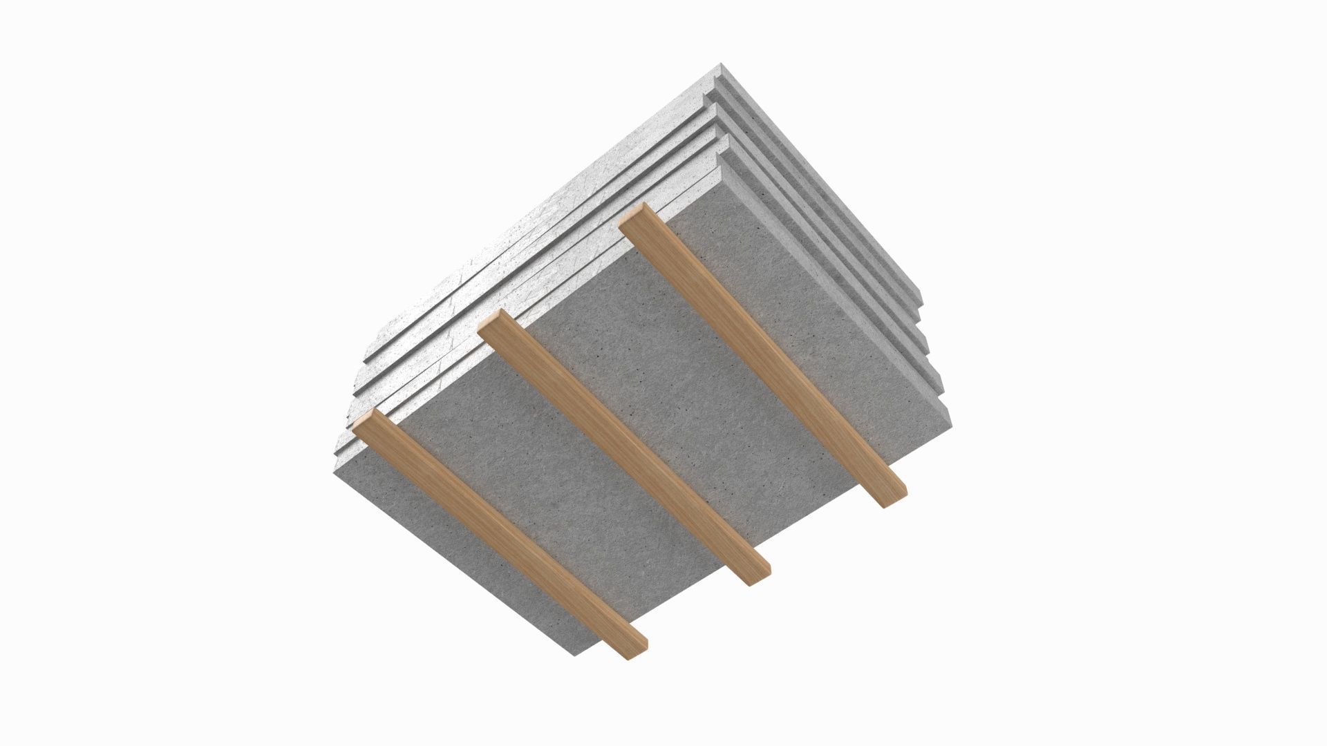 Concrete Panels On Wood Planks 3D model_5