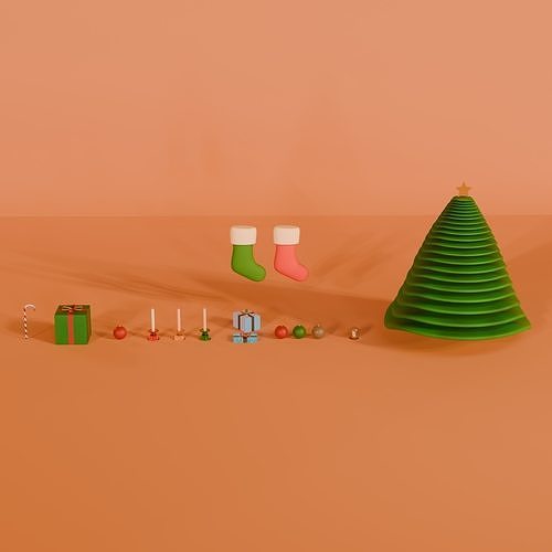 The Ultimate Holiday Collection Christmas 3D Decorations Pack   Low-poly 3D model