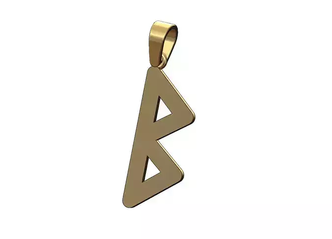 Berkana viking runes initials alphabet pendant charm bail 3D print model