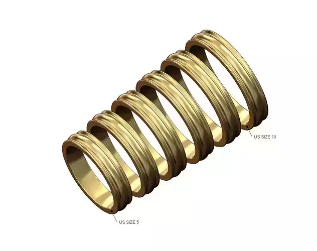 Minimalist dome simple stacker 4mm wide band US sizes 5to10 3D print model