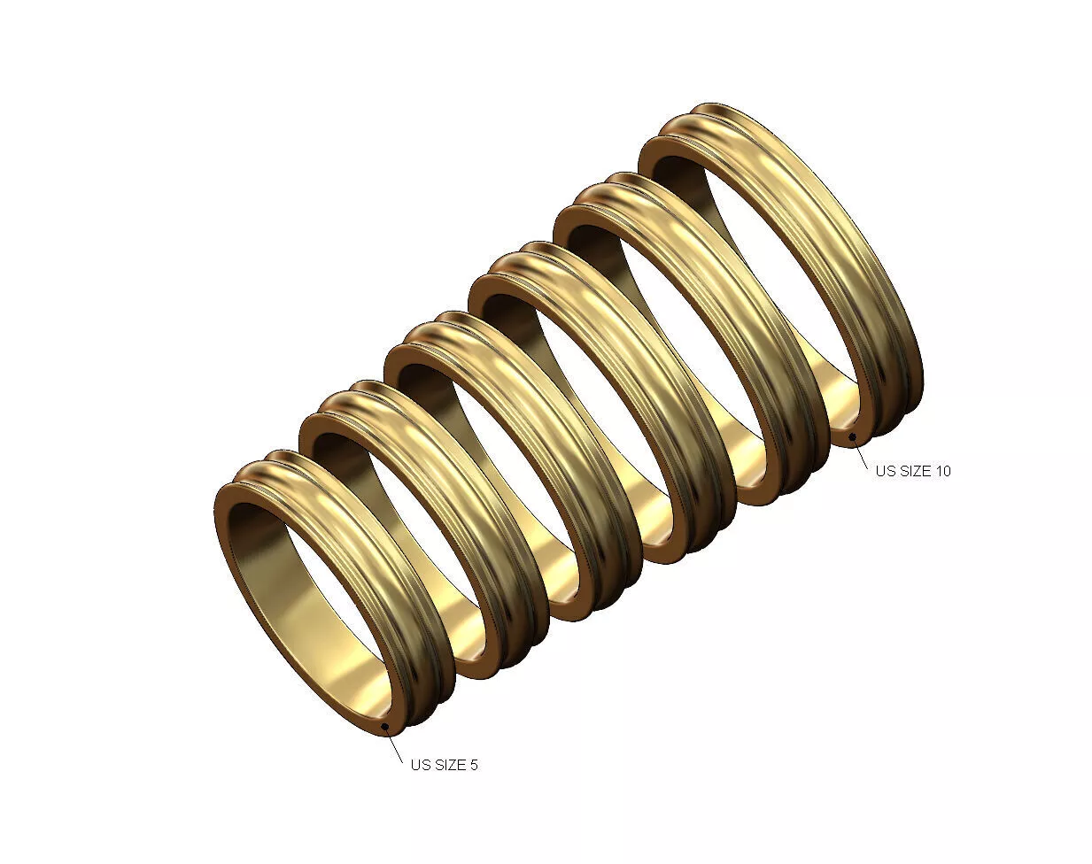 Minimalist dome simple stacker 4mm wide band US sizes 5to10 3D print model