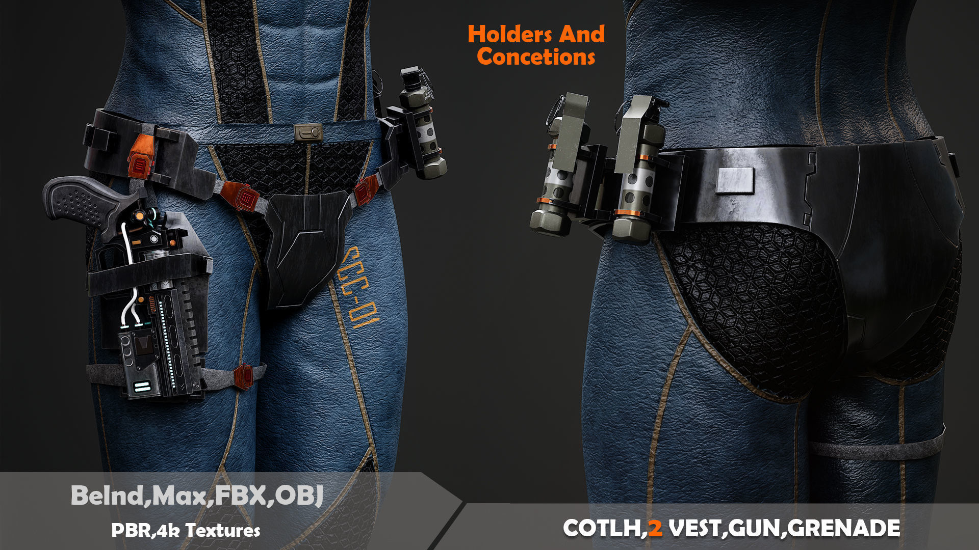 Scifi Security Set Low-poly 3D model_4