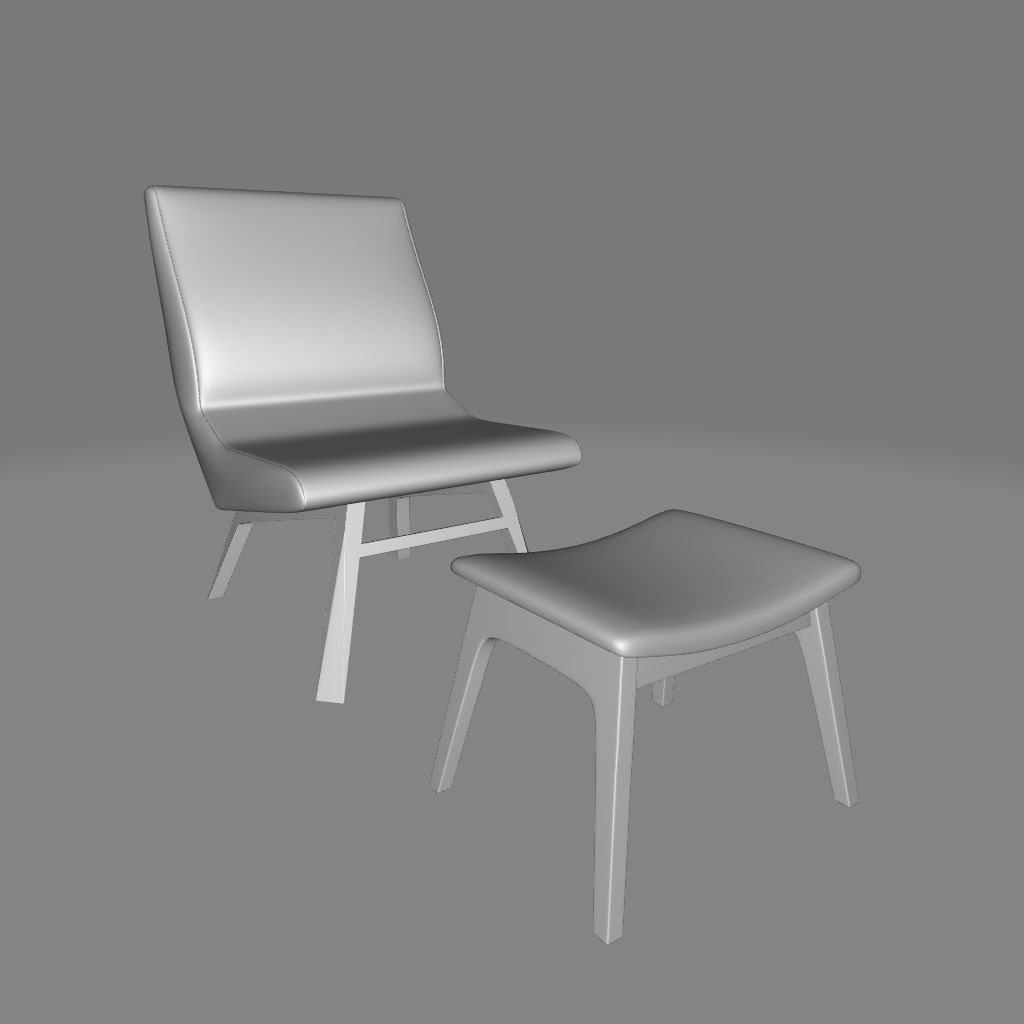 Danity Wide Slipper Chair and Ottoman 3D model_2