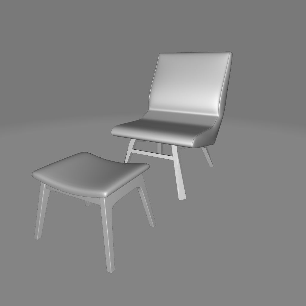 Danity Wide Slipper Chair and Ottoman 3D model_4