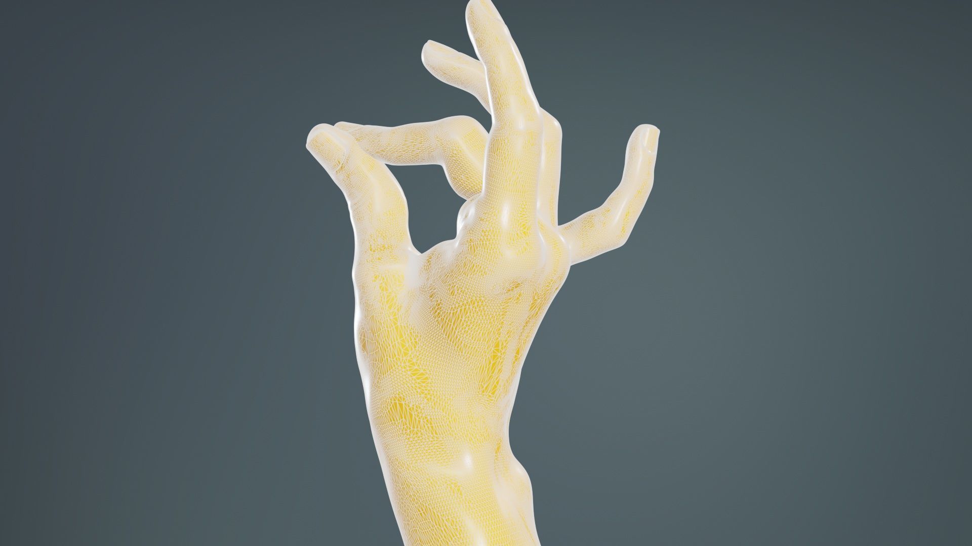 Pinch Gesture Realistic Hand Low-poly 3D model_10