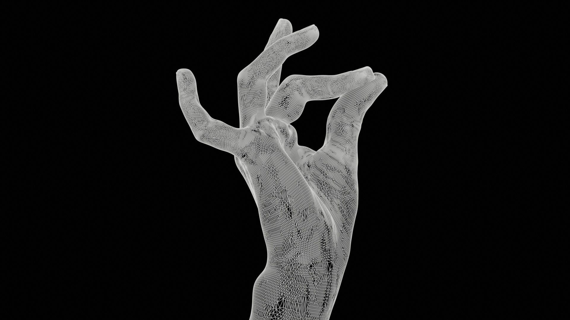 Pinch Gesture Realistic Hand Low-poly 3D model_11