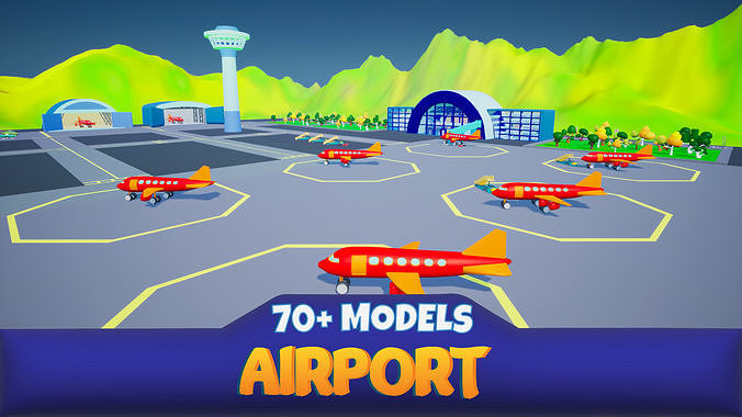 Airport Environment Low-poly 3D model