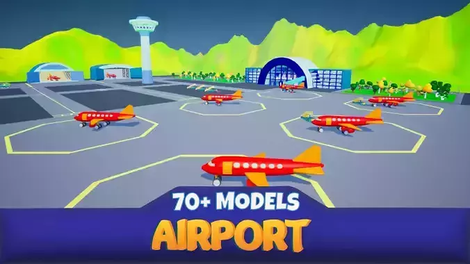 Airport Environment Low-poly 3D model