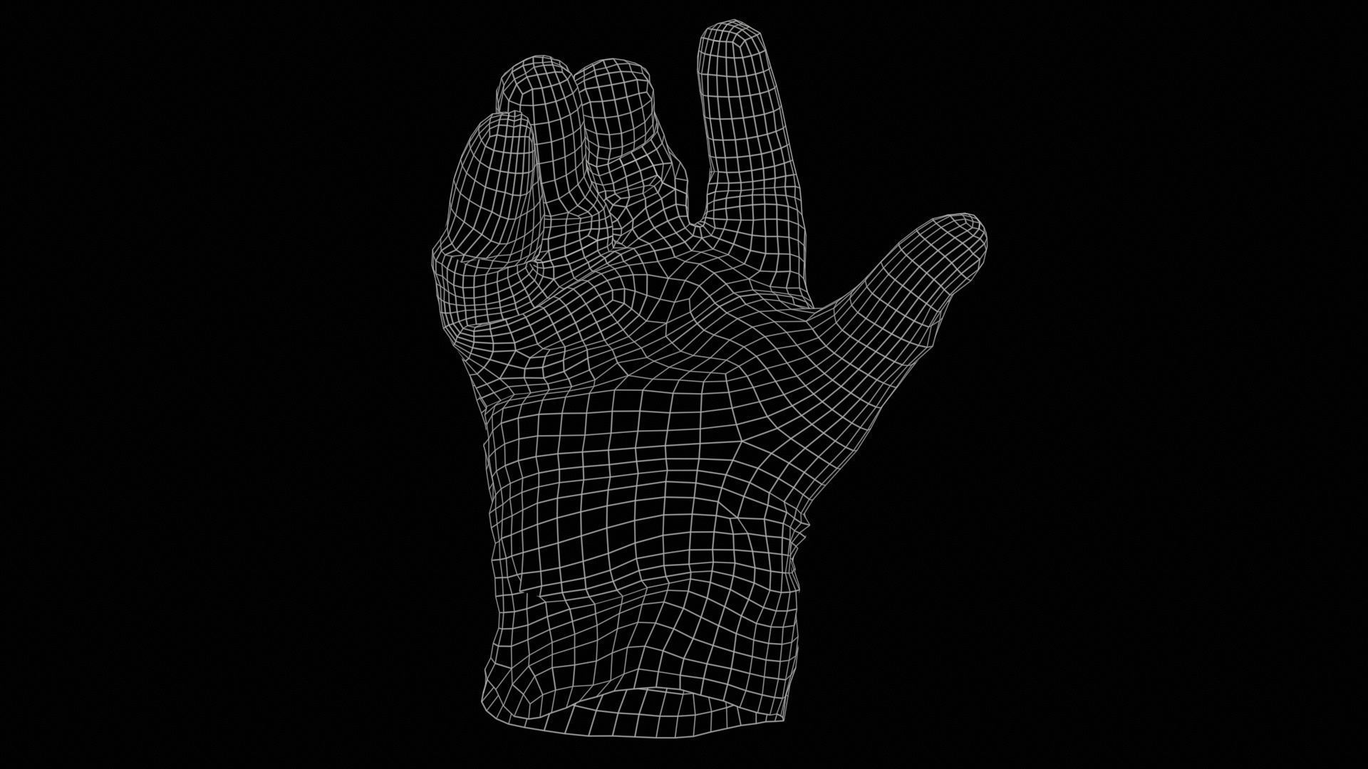 Gloved Hand 004 Low-poly 3D model_11